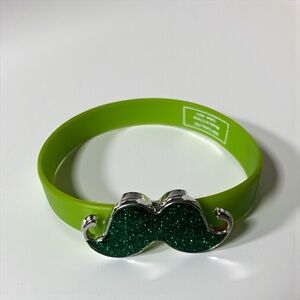 Green Glitter Rubber Mustache Bracelet